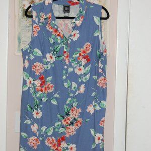 Linen blend, blue floral dress